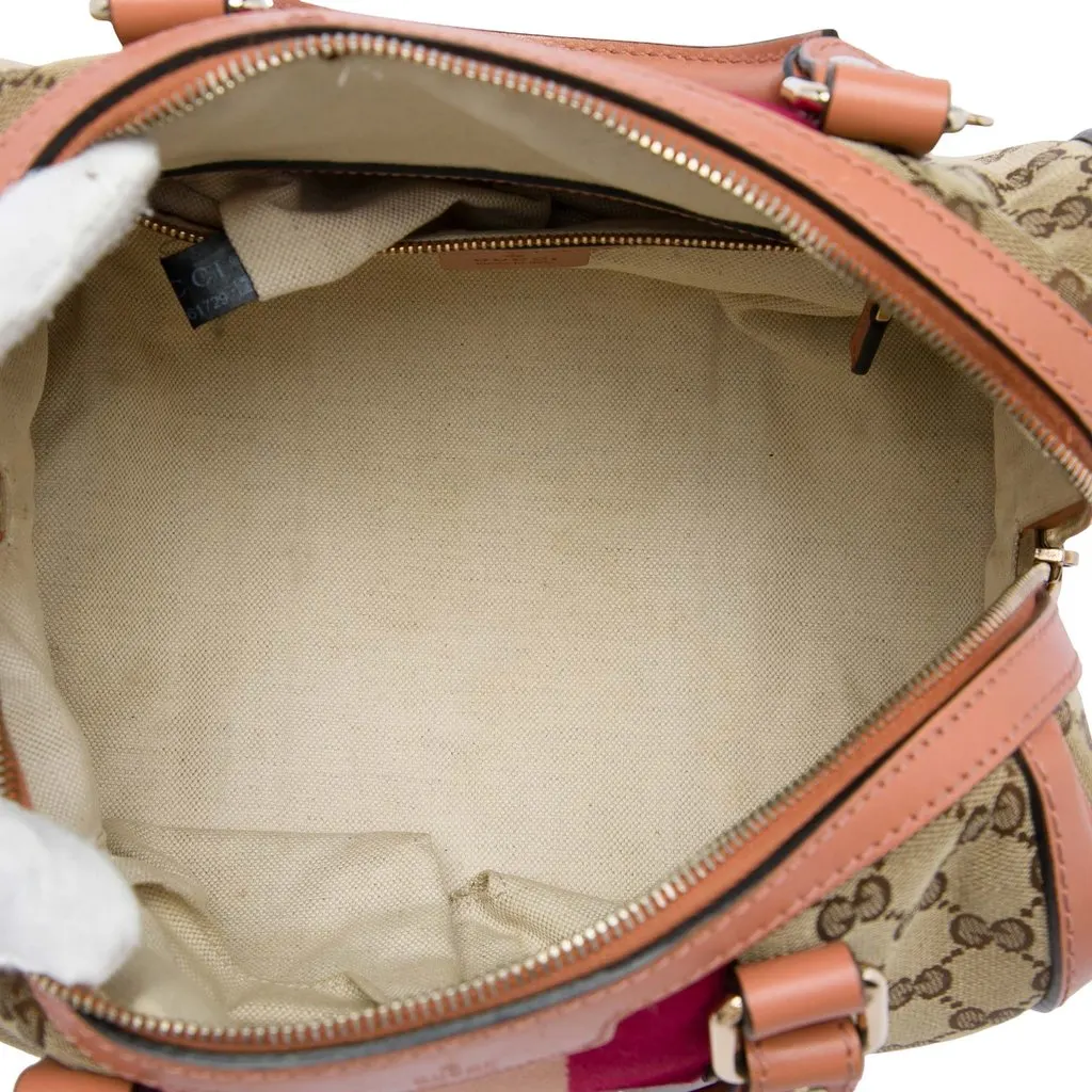 Gucci Small GG Canvas Web Joy Boston Bag Beige Canvas Good - Model View