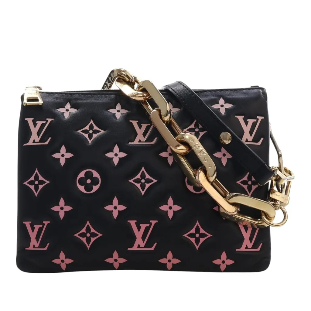 Louis Vuitton Bicolor Monogram Embossed Lambskin Coussin BB Black Leather Very good - Front View