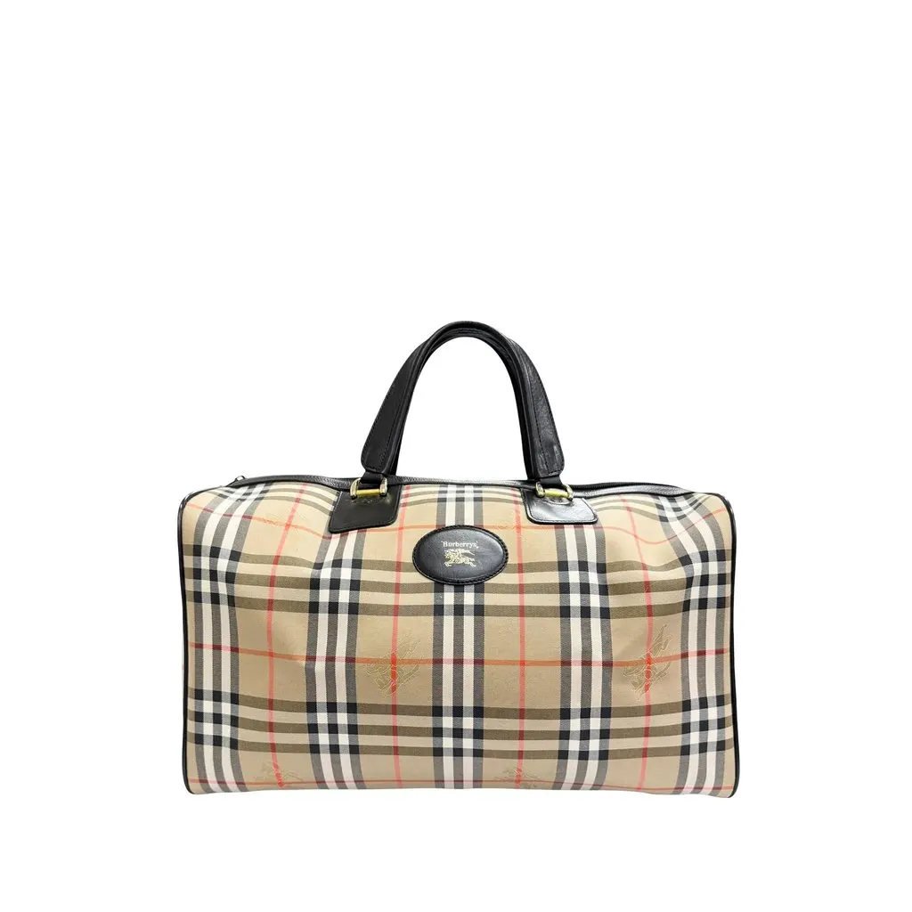 Burberry Haymarket Check Canvas Travel Bag Beige Very good - Front View