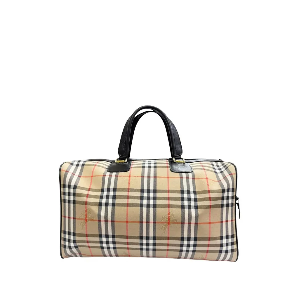 Burberry Haymarket Check Canvas Travel Bag Beige Very good - Back View