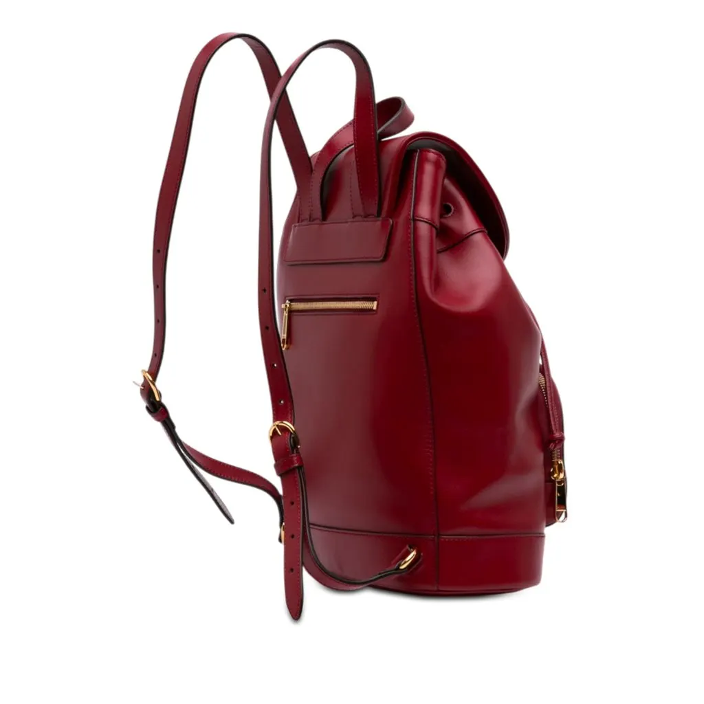 Gucci Calfskin Horsebit 1955 Drawstring Backpack Red Leather Very good - Back View