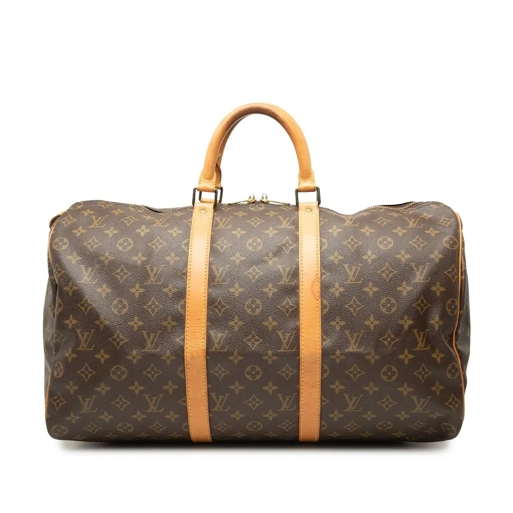 Louis Vuitton Monogram Keepall 50 Brown Good - Front View