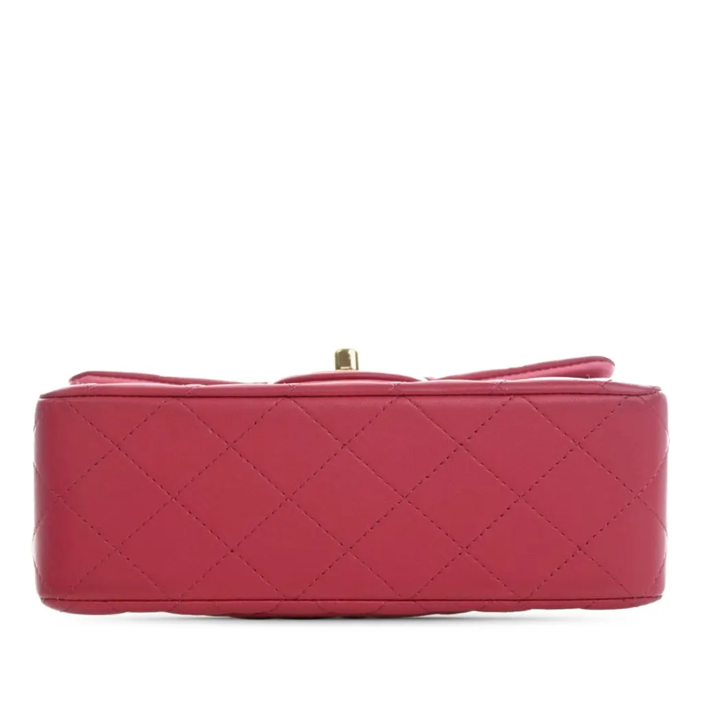Chanel Mini Rectangular Classic Lambskin Top Handle Flap Red Leather Very good - Inside View