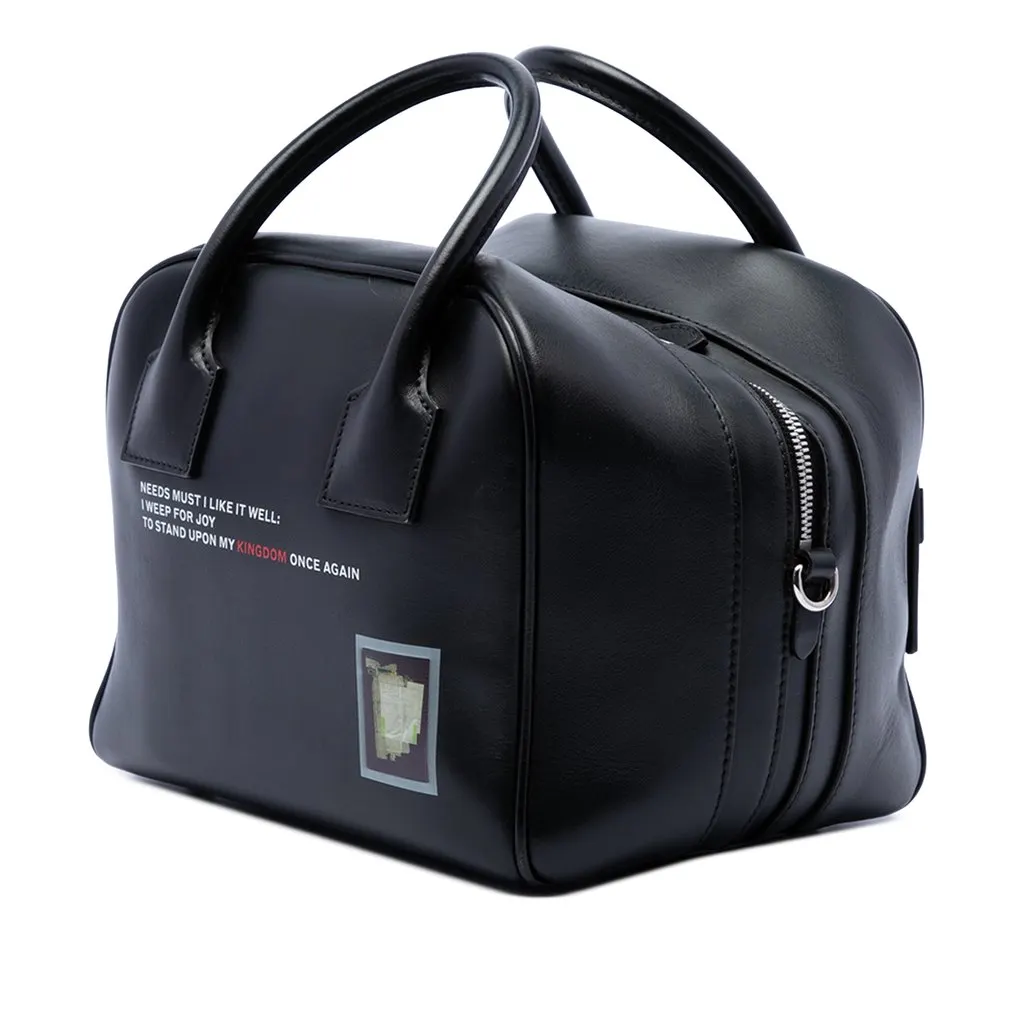 Burberry Leather Deer Print Cube Satchel Black Leather Very good - Back View