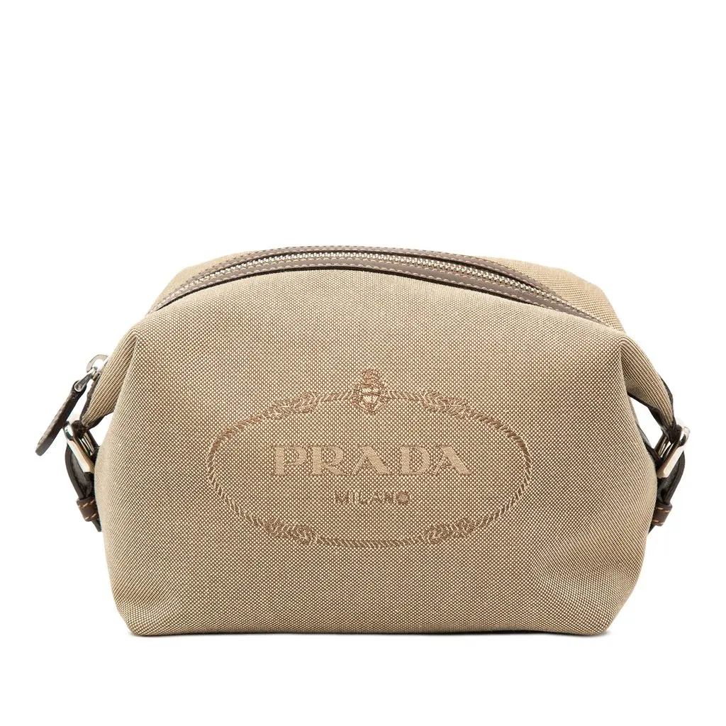Prada Canvas Canapa Logo Pouch Beige Very good - Front View