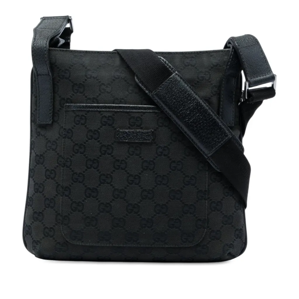 Gucci GG Canvas Crossbody Black Canvas Good - Front View