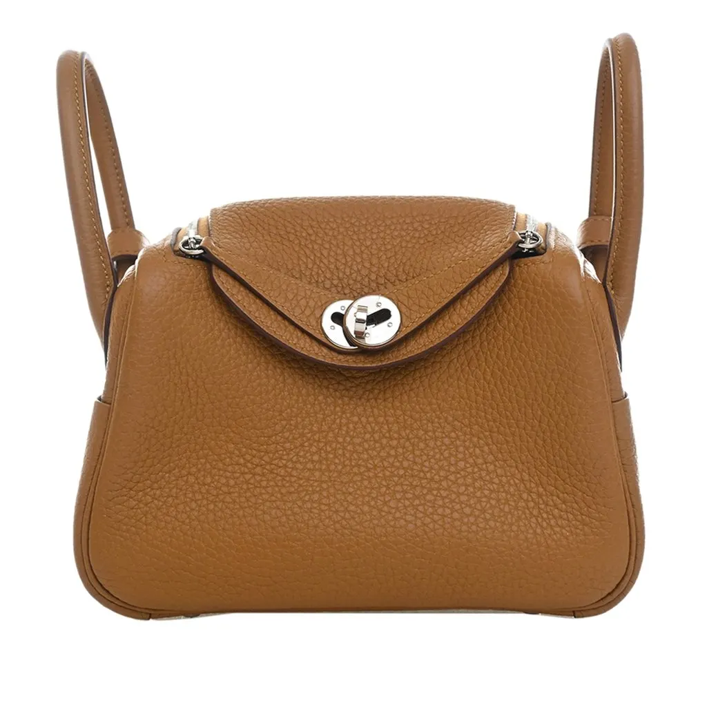 Hermès Mini Clemence Lindy 20 Brown Leather Very good - Front View
