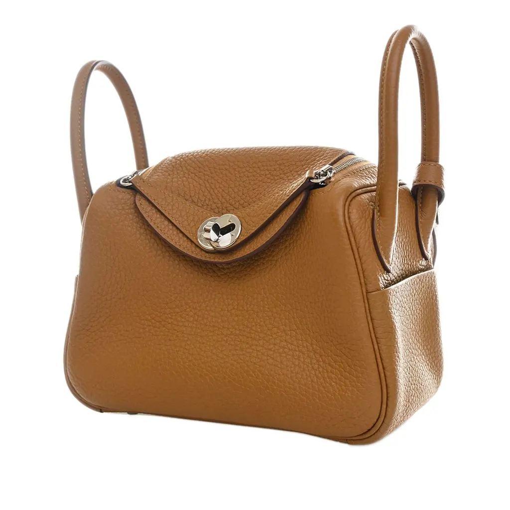 Hermès Mini Clemence Lindy 20 Brown Leather Very good - Model View