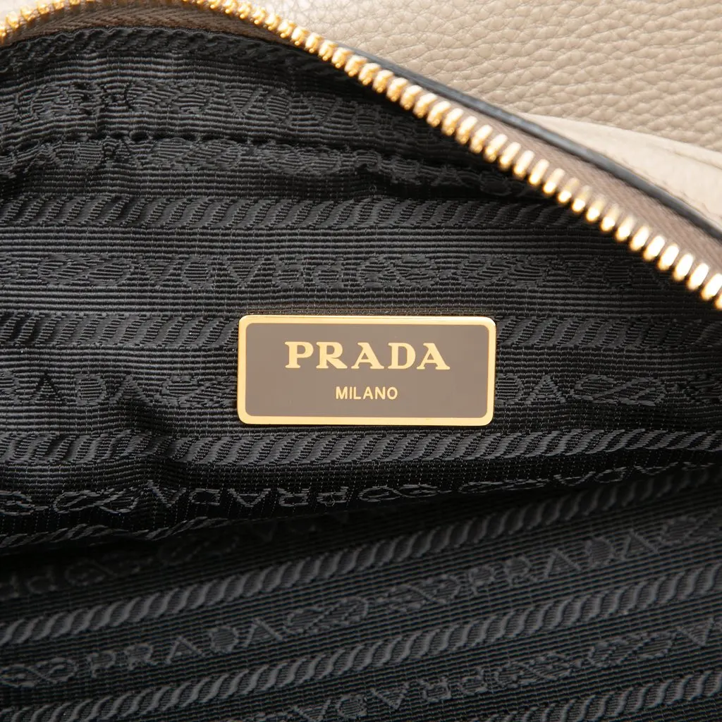 Prada Vitello Phenix Double Zip Camera Bag Brown Leather Very good - Box View