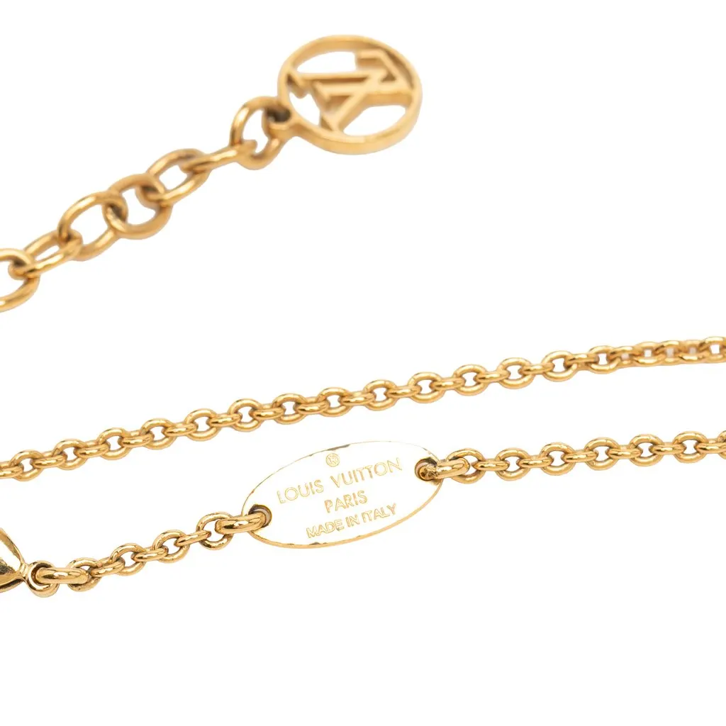 Louis Vuitton Gold Plated Essential V Necklace Gold Metal Very good - Inside View