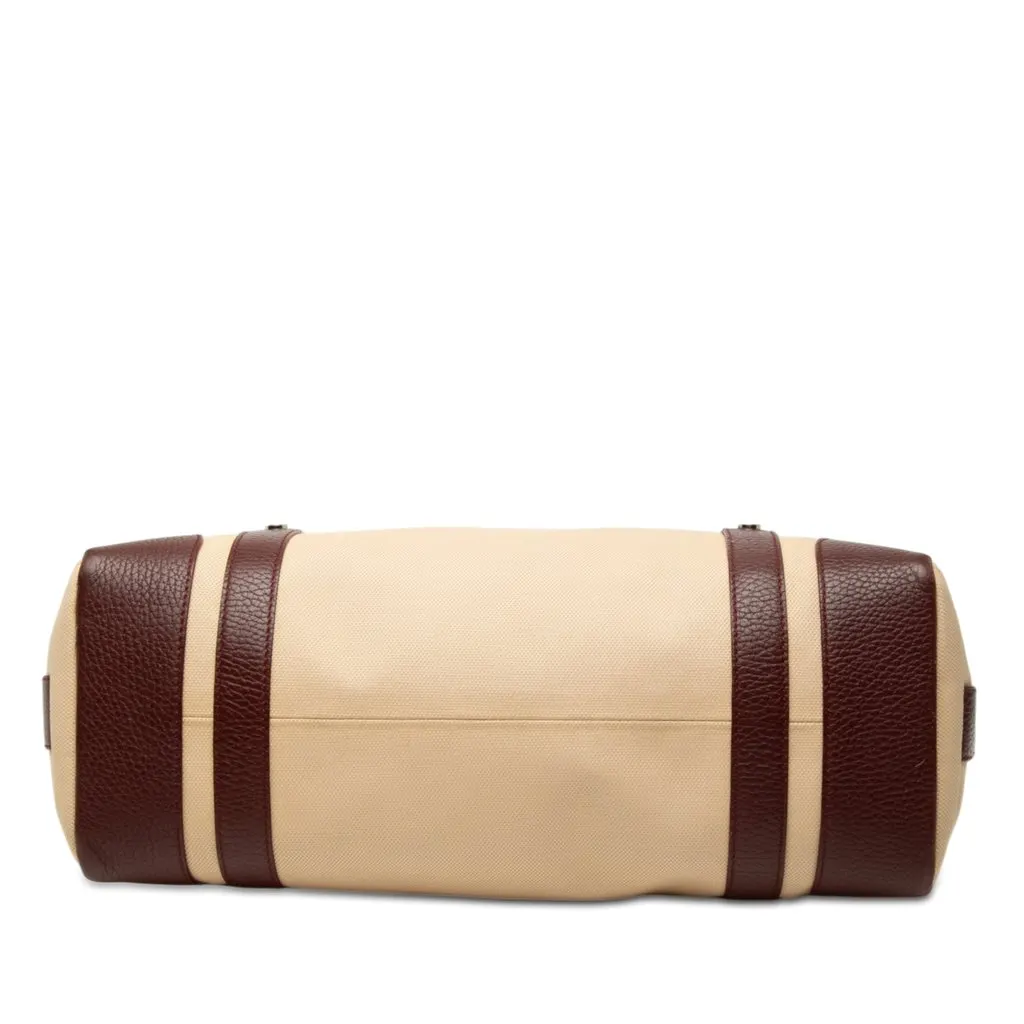 Bvlgari Leather Trimmed Canvas Tote Beige Very good - Inside View