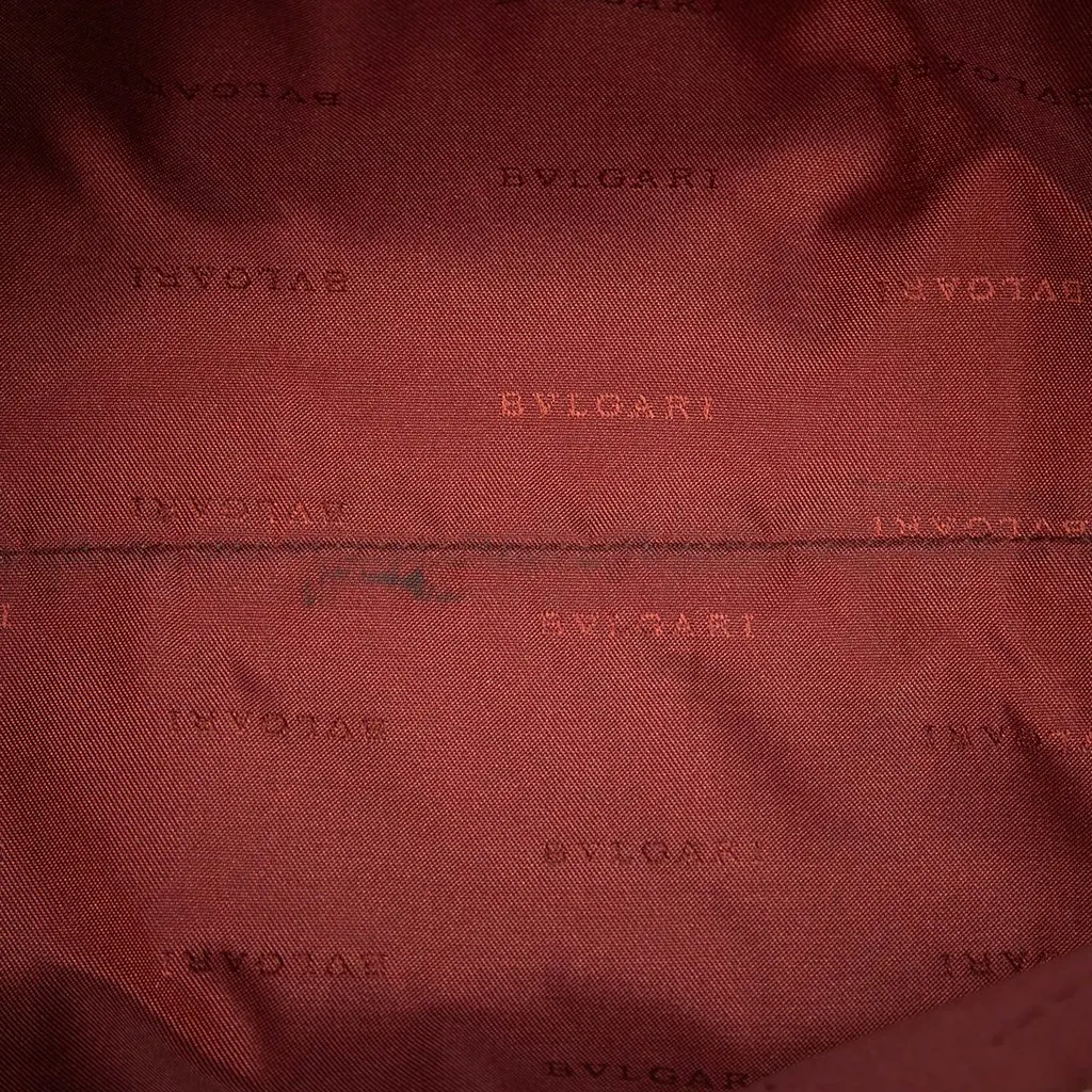 Bvlgari Leather Trimmed Canvas Tote Beige Very good - Model View