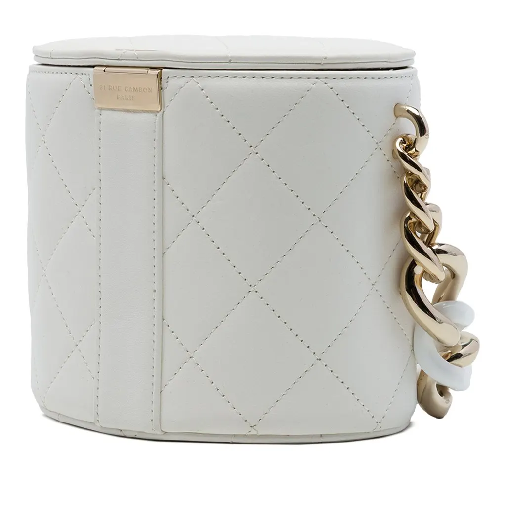Chanel CC Lambskin Elegant Chain Vanity Case White Leather Very good - Back View