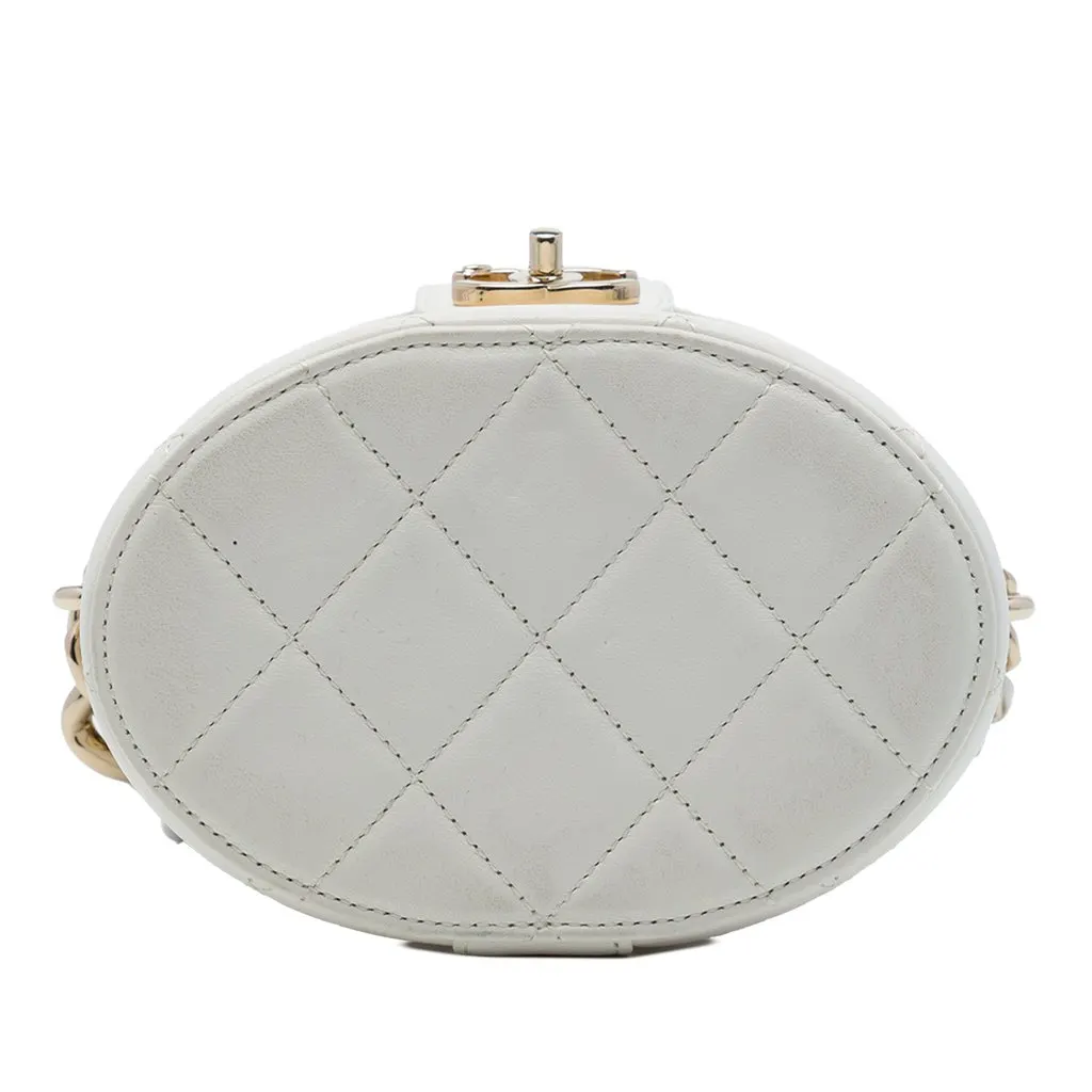 Chanel CC Lambskin Elegant Chain Vanity Case White Leather Very good - Inside View