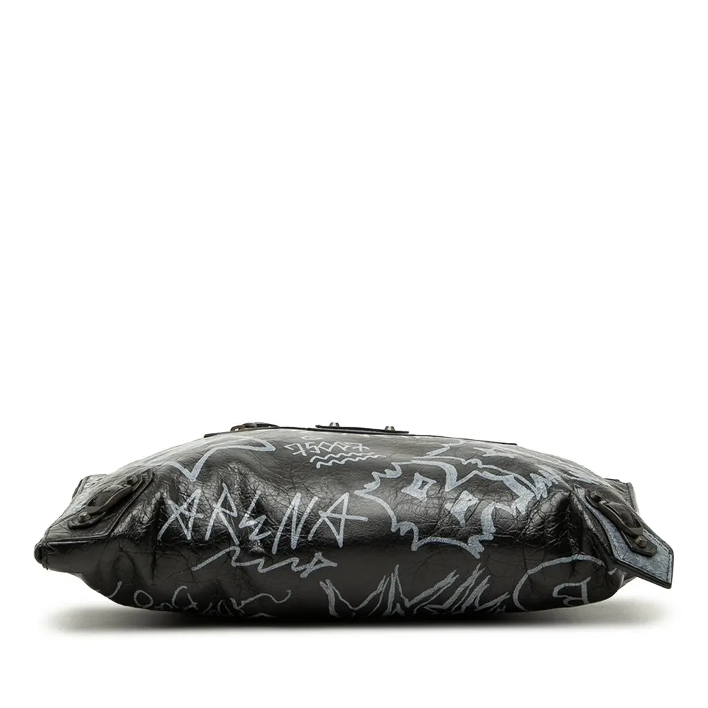 Balenciaga Lambskin Motocross Classic Graffiti All Over Zip Around Flat Clutch Black Leather Very good - Inside View