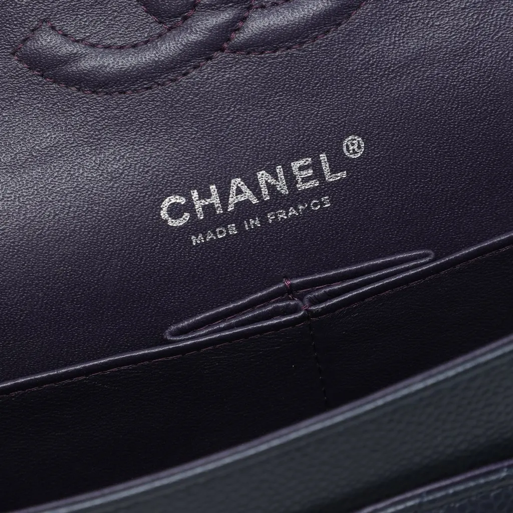 Chanel Medium Classic Caviar Double Flap Purple Leather Very good - Box View