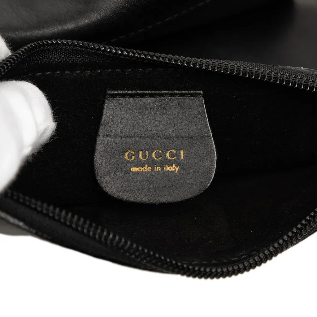 Gucci Calfskin Bamboo Shoulder Bag Black Leather Very good - Box View