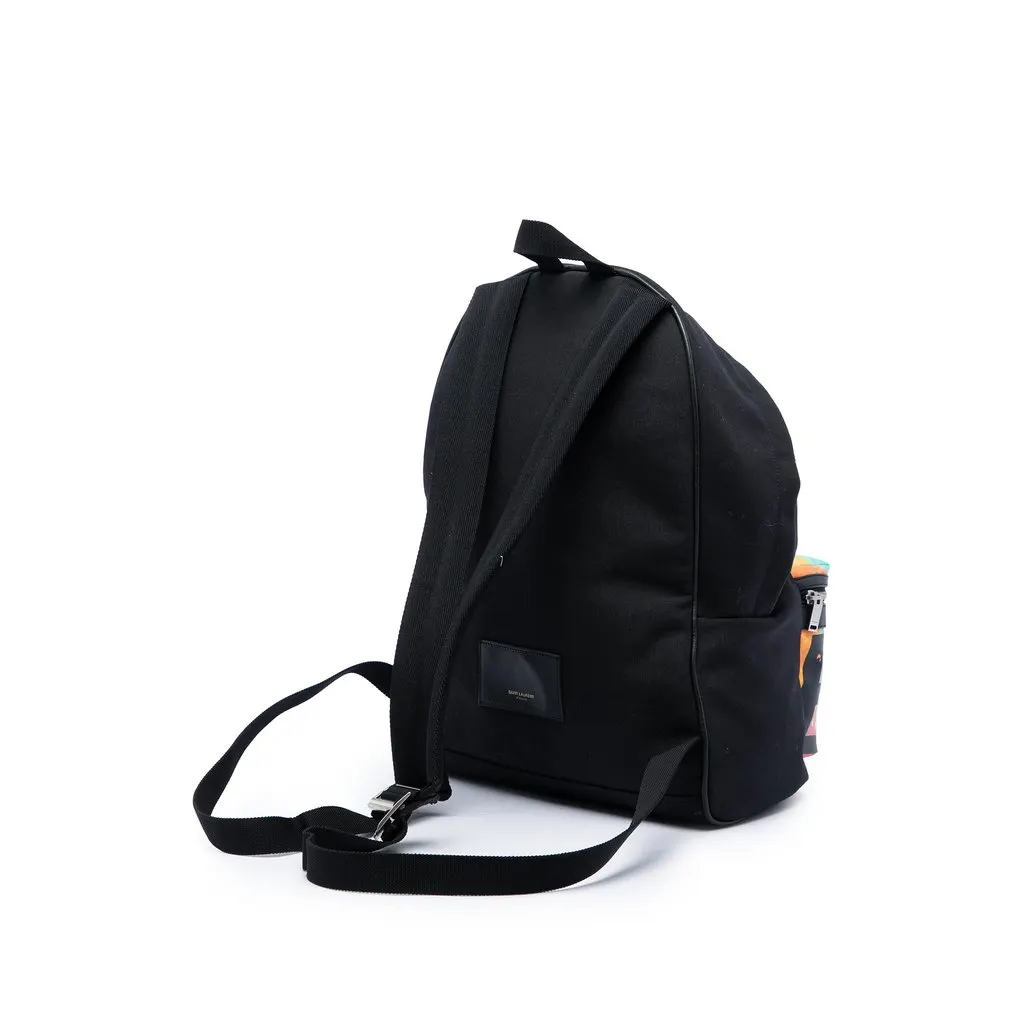 Saint Laurent Canvas Hunting Baby City Backpack Black Very good - Back View