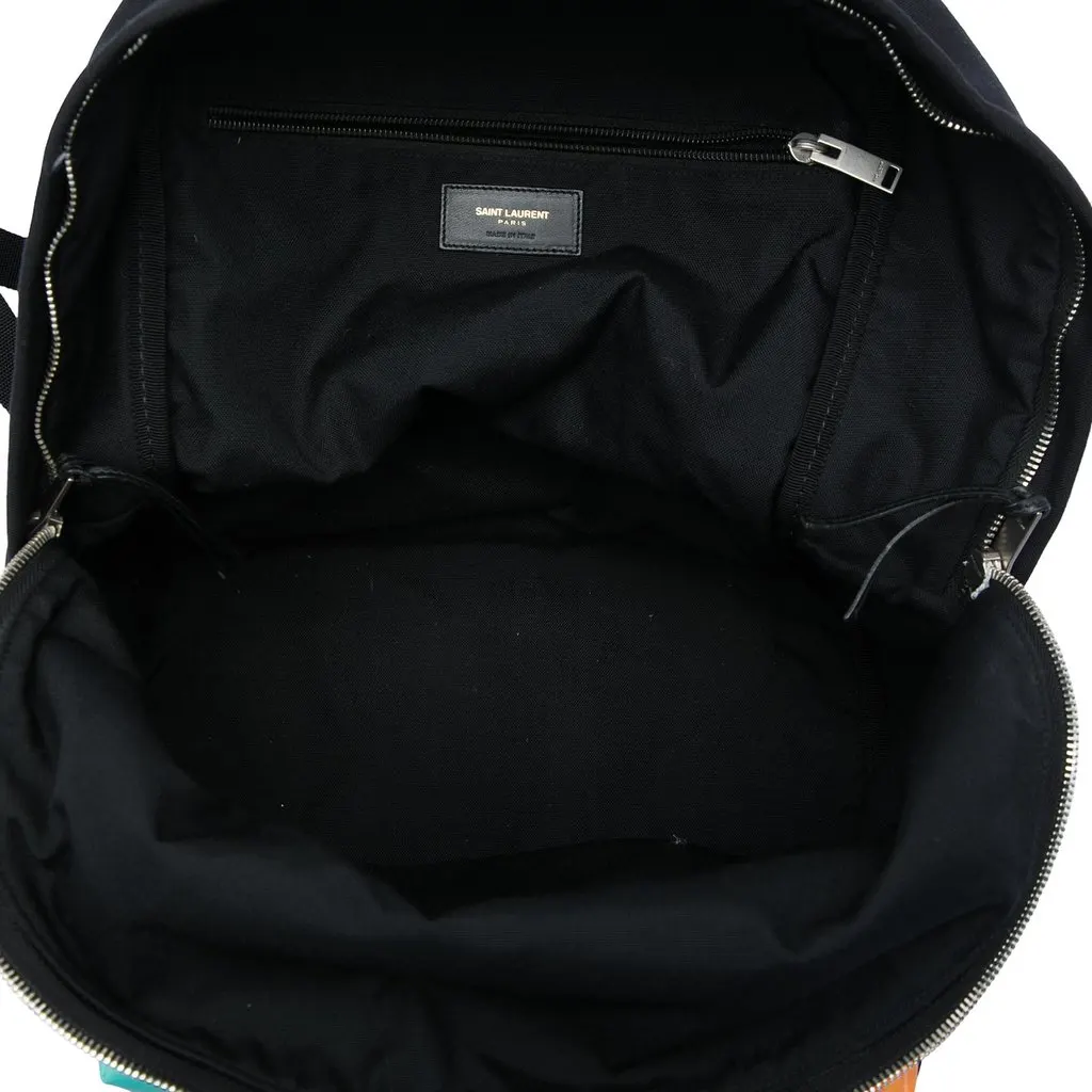 Saint Laurent Canvas Hunting Baby City Backpack Black Very good - Model View