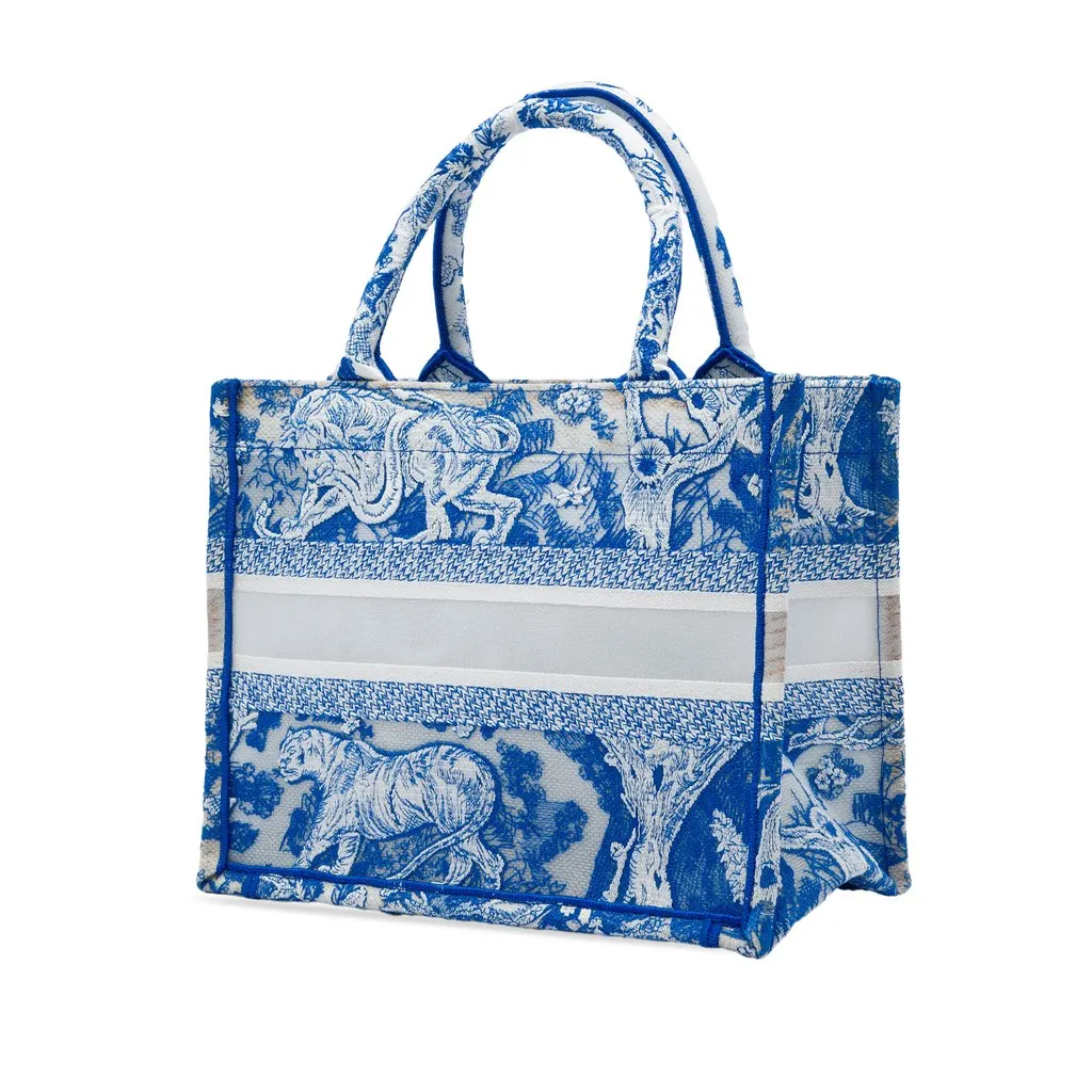 Dior Small Canvas Embroidered Toile De Jouy Sauvage Book Tote Blue Very good - Back View