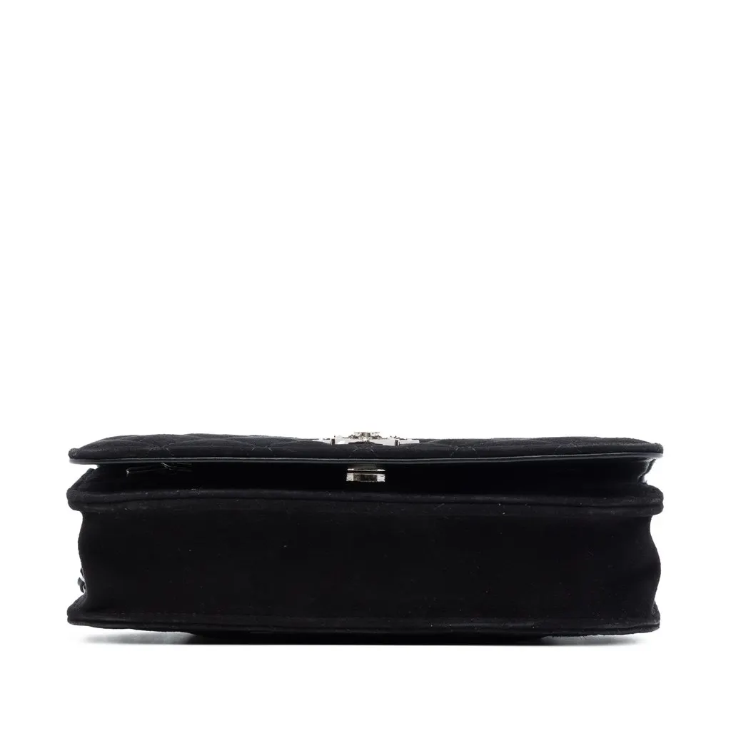 Chanel Quilted Suede Cocostellar Wallet on Chain Black Leather Very good - Inside View