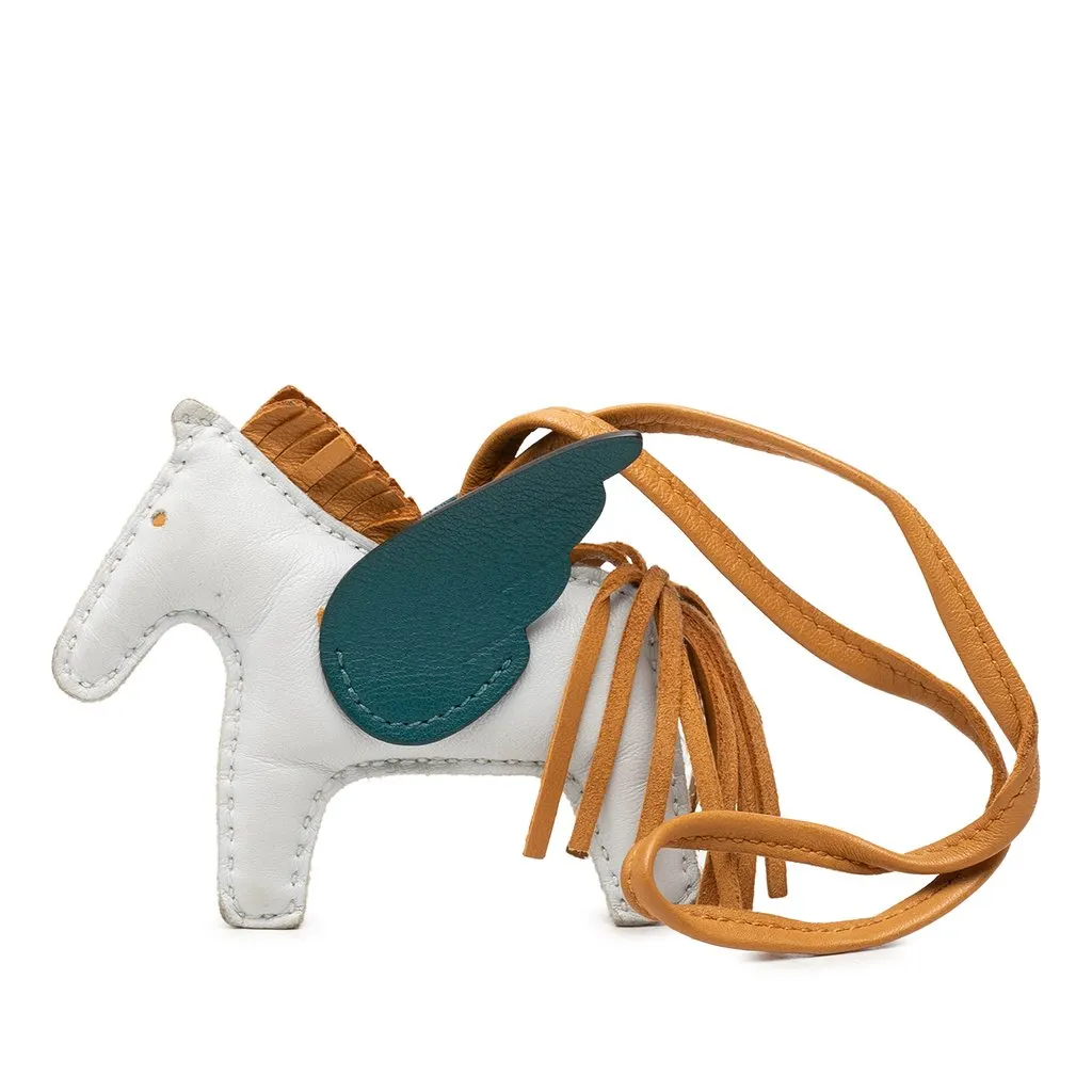 Hermès Milo Lambskin and Swift Grigri Rodeo Pegase Bag Charm PM Blue Leather Very good - Front View
