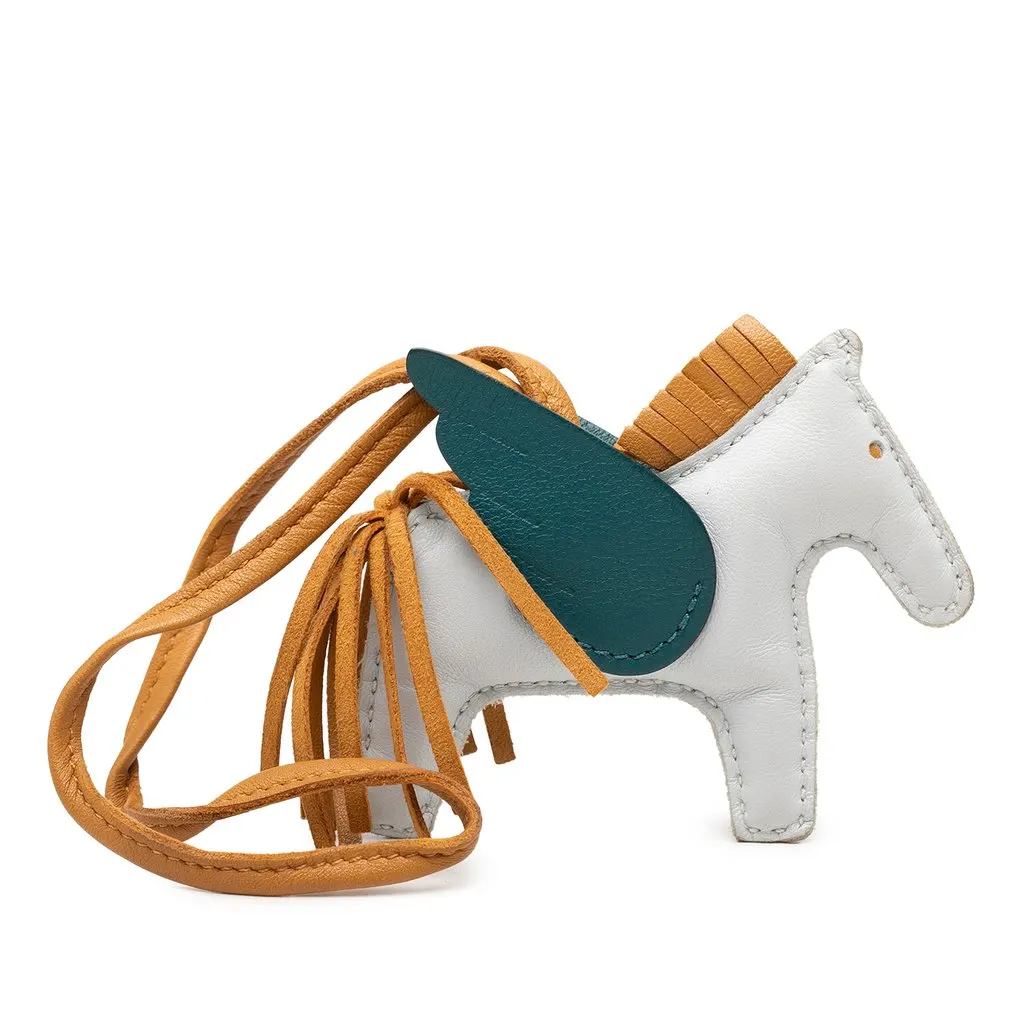 Hermès Milo Lambskin and Swift Grigri Rodeo Pegase Bag Charm PM Blue Leather Very good - Back View