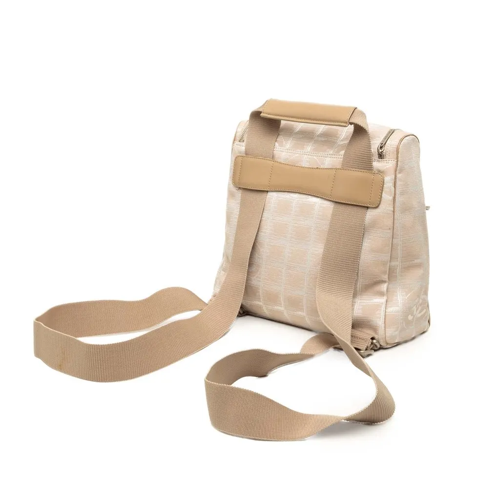 Chanel New Travel Line Nylon Backpack Beige Polyamide Very good - Back View