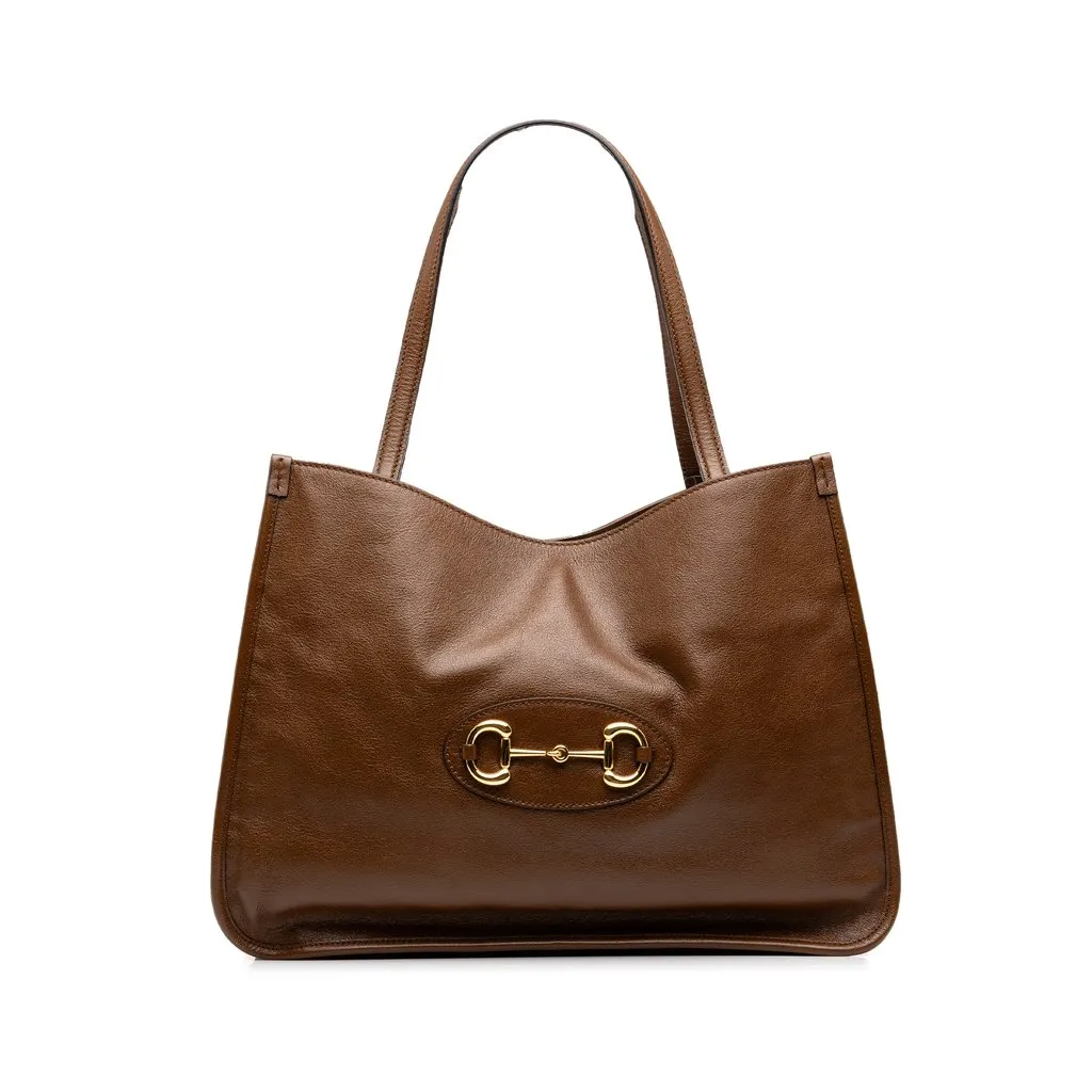 Gucci Medium Leather Horsebit 1955 Tote Brown Leather Very good - Front View