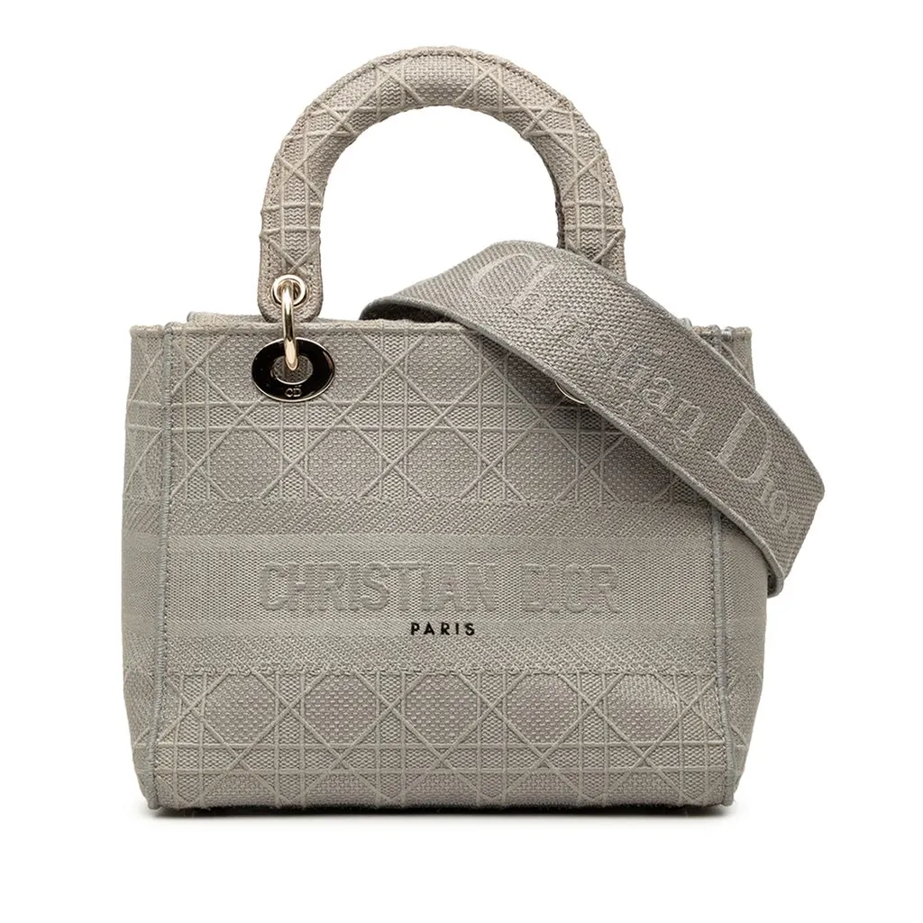 Dior Medium Embroidered Canvas Cannage Lady D Lite MultiColor Very good - Front View