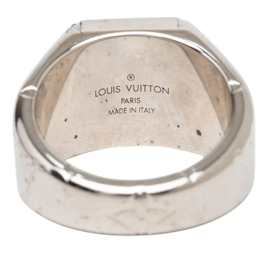 Louis Vuitton Brass Monogram Signet Ring M Silver Metal Very good - Inside View