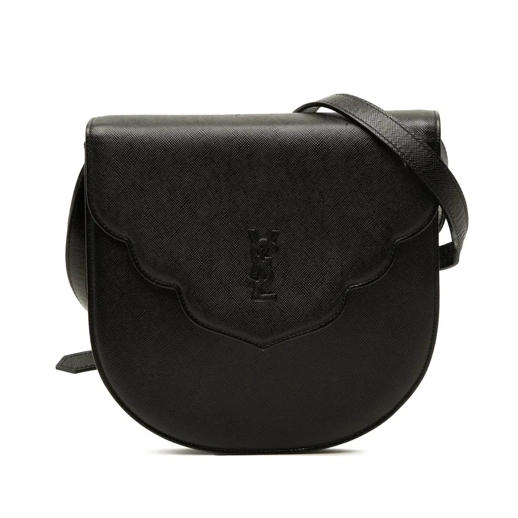 Saint Laurent Leather Monogram Crossbody Black Leather Good - Front View