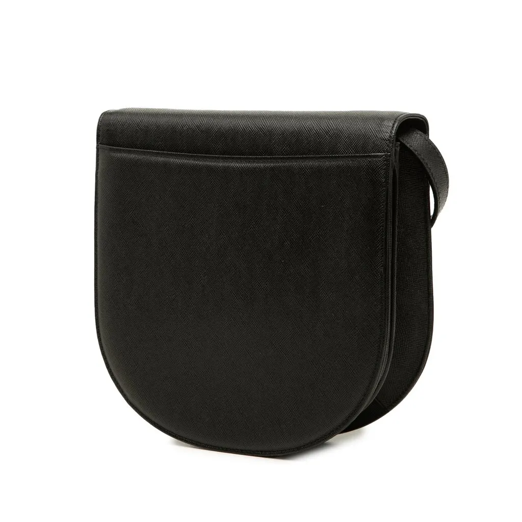 Saint Laurent Leather Monogram Crossbody Black Leather Good - Back View