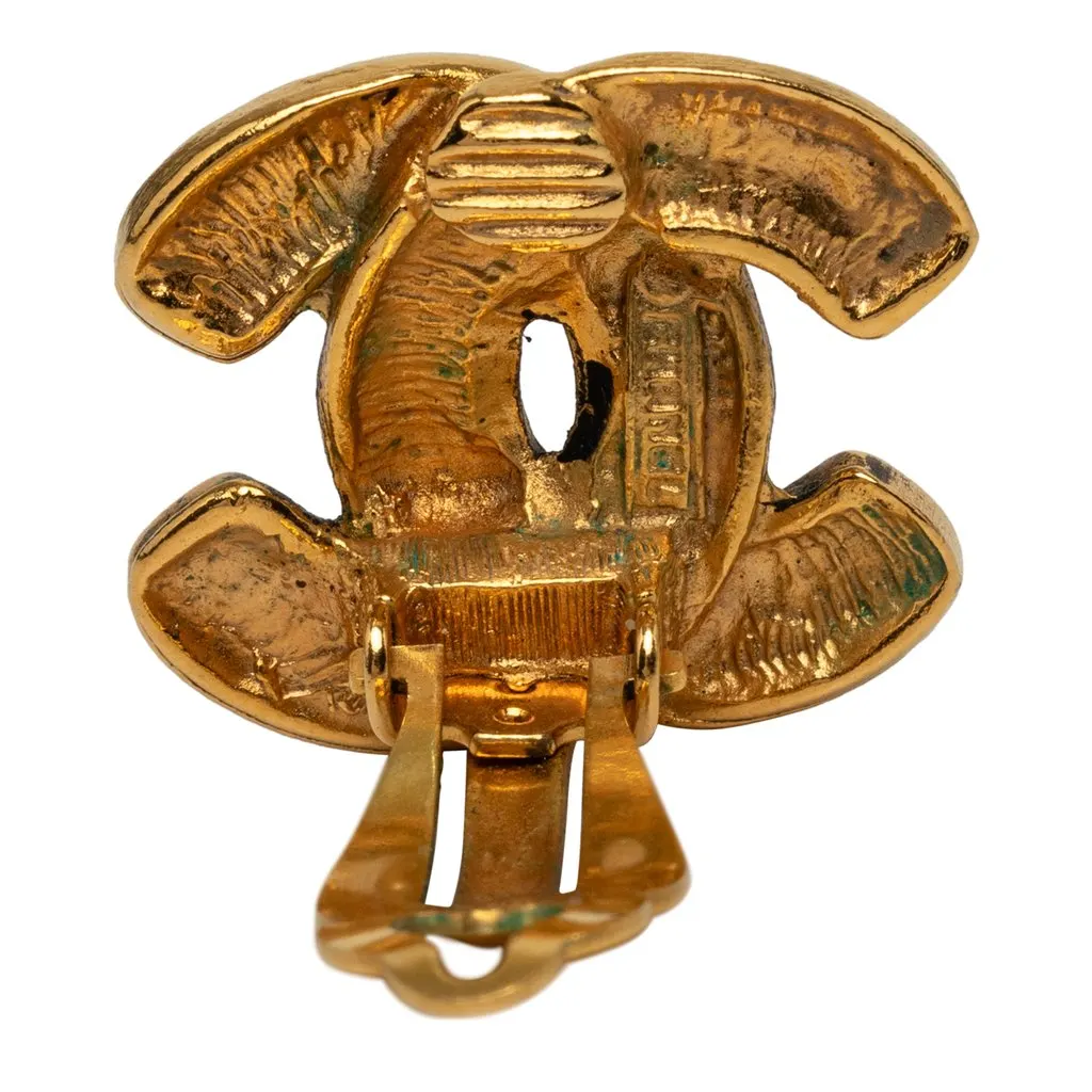 Chanel CC Gold Plated Quilted Clip On Earrings Gold Metal Very good - Inside View