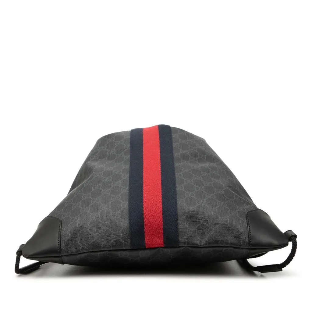 Gucci GG Supreme Web Drawstring Backpack Black Very good - Inside View