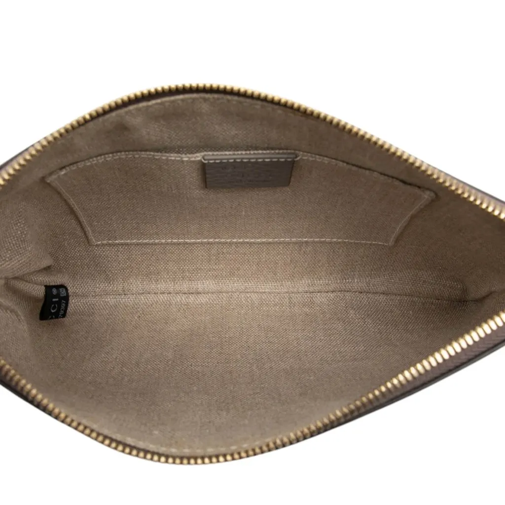 Gucci Calfskin Bamboo Clutch Grey Leather Very good - Model View