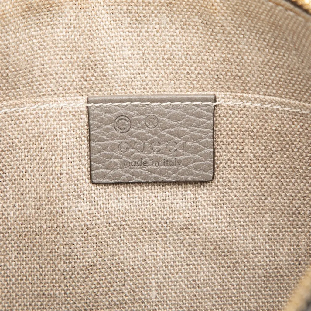 Gucci Calfskin Bamboo Clutch Grey Leather Very good - Box View
