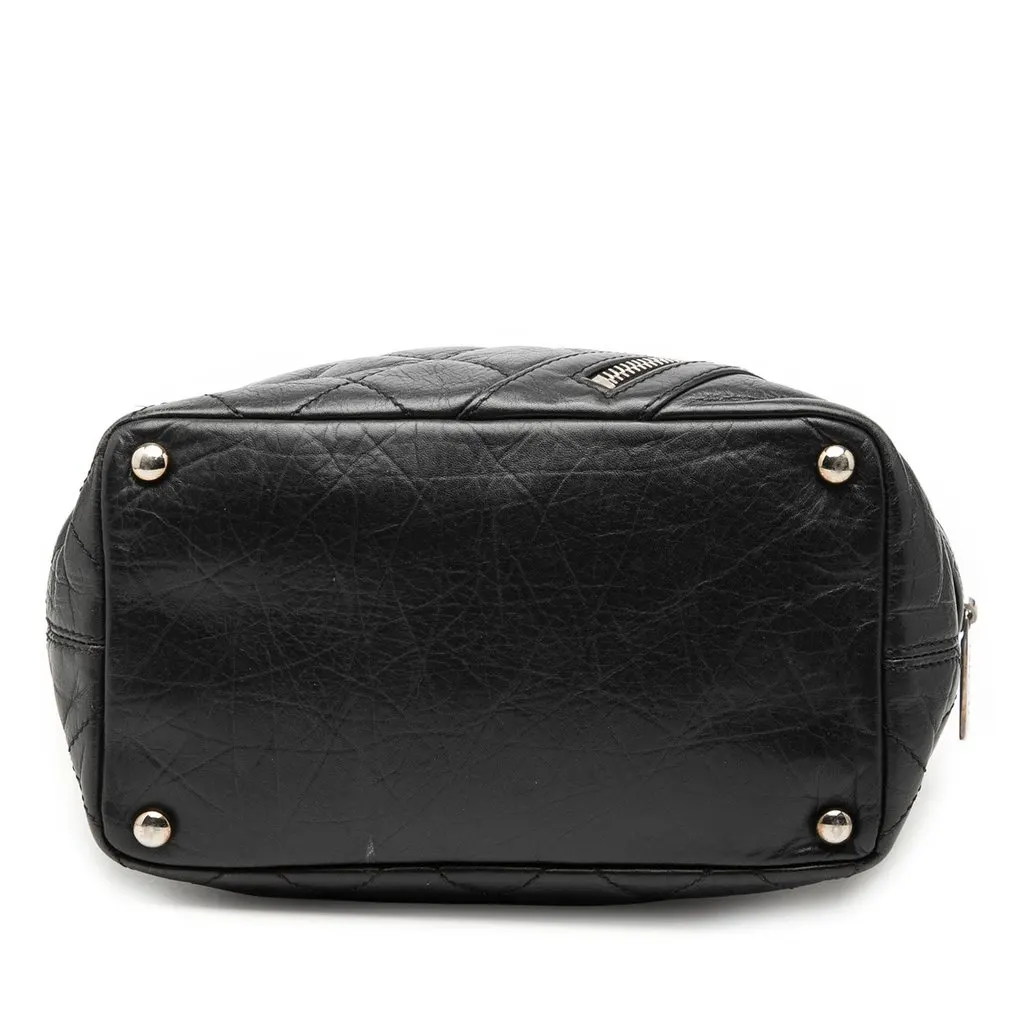 Chanel Small Quilted Aged Calfskin Cotton Club Tote Black Leather Good - Inside View