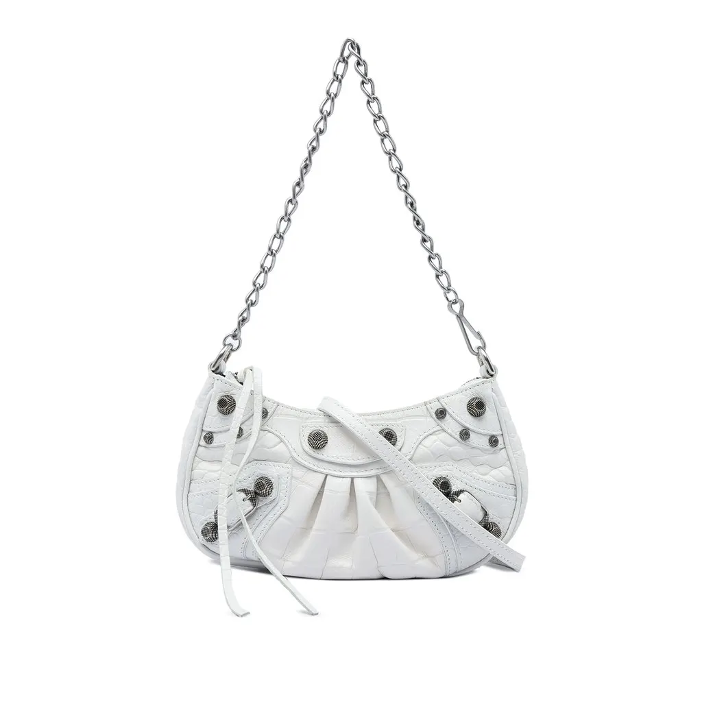 Balenciaga Mini Embossed Leather Motocross Le Cagole White Leather Very good - Front View