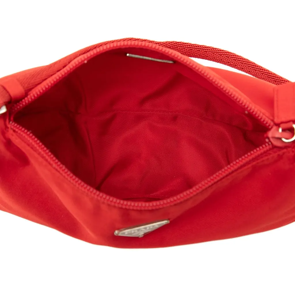 Prada Tessuto Pochette Red Polyamide Very good - Model View