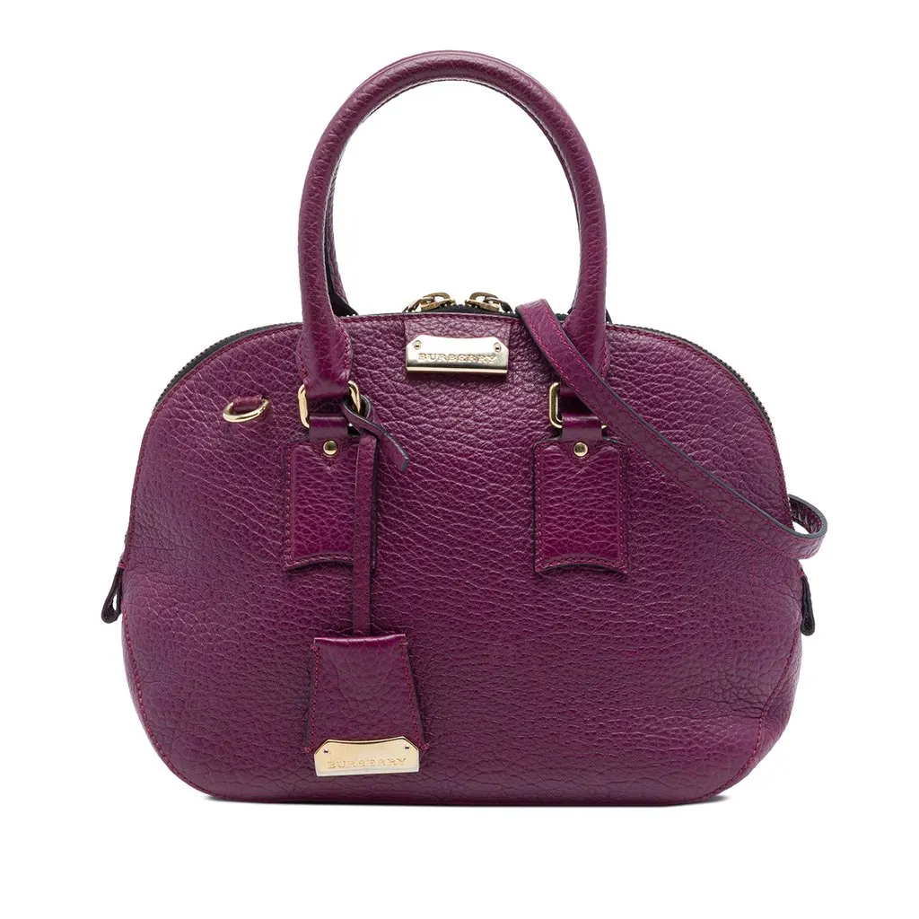 Burberry Small Grained Calfskin Heritage Orchard Bowling Bag Purple Leather Very good - Front View