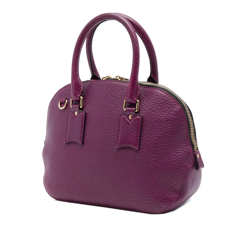 Burberry Small Grained Calfskin Heritage Orchard Bowling Bag Purple Leather Very good - Back View