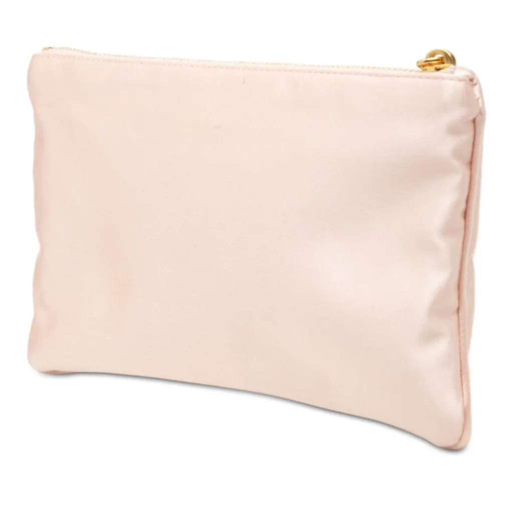 Prada Satin Bow Pouch Pink Satin Very good - Back View