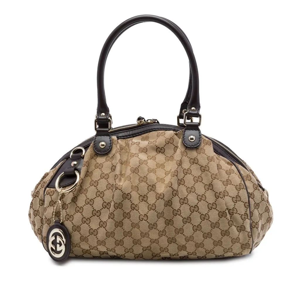 Gucci GG Canvas Sukey Satchel Beige Very good - Front View