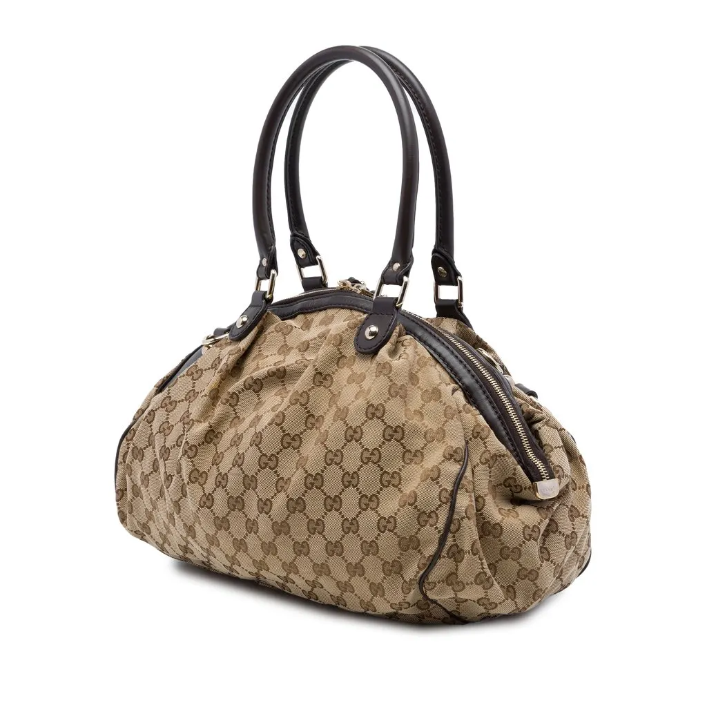 Gucci GG Canvas Sukey Satchel Beige Very good - Back View
