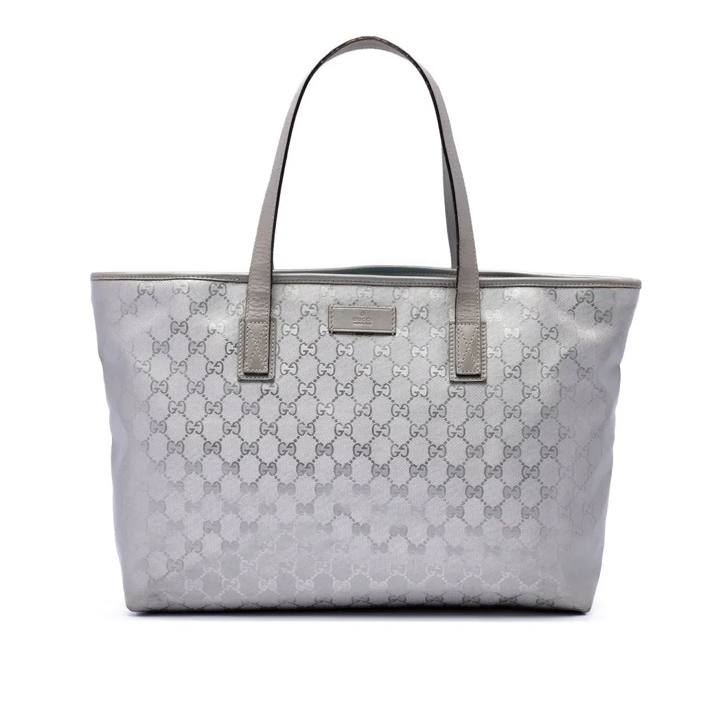 Gucci Medium GG Imprime Tote Silver Very good - Front View