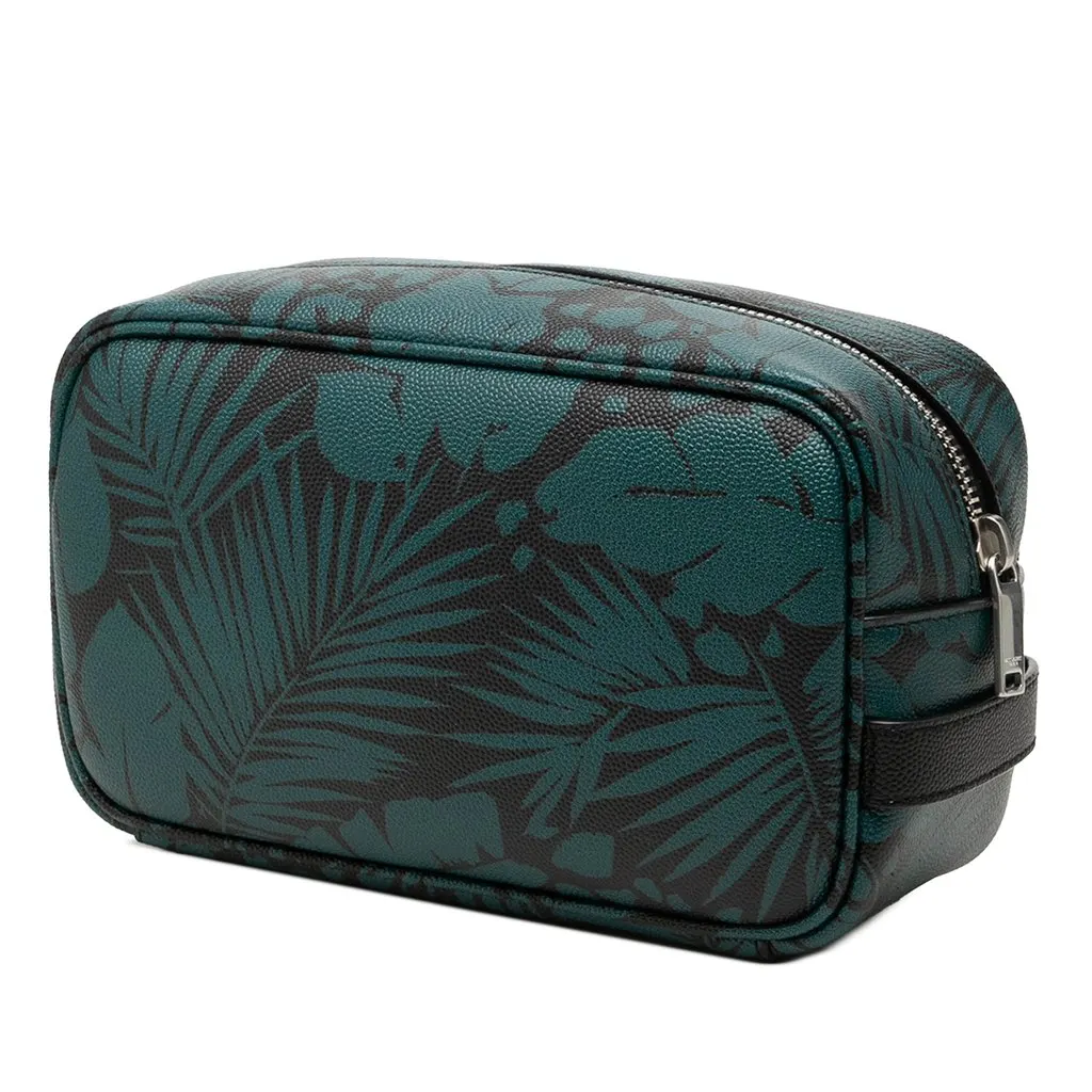Saint Laurent Grain De Poudre Tropical Palm Pouch Blue Leather Very good - Back View