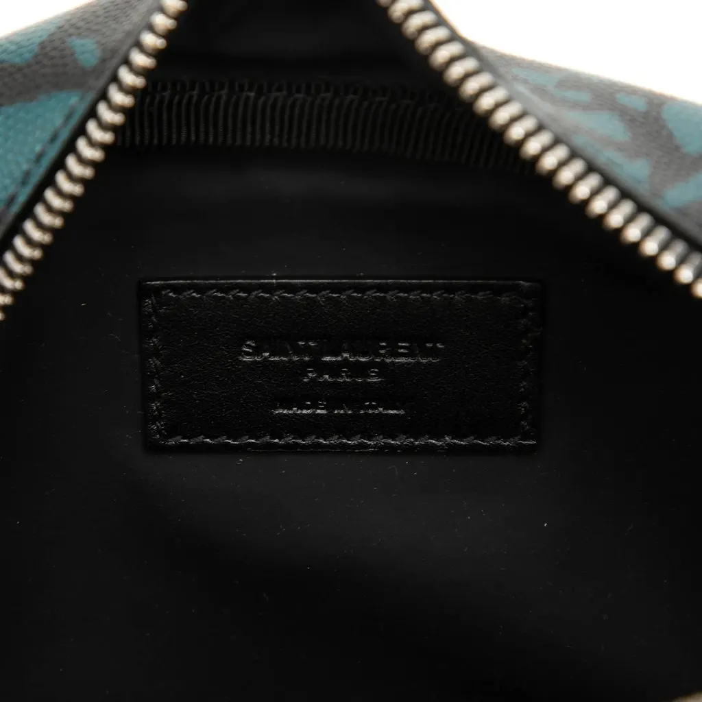Saint Laurent Grain De Poudre Tropical Palm Pouch Blue Leather Very good - Box View
