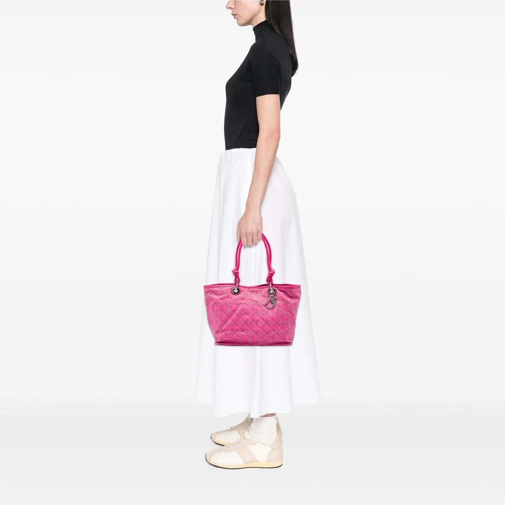 Dior Large Canvas Cannage Print Cherie Shopper Tote Pink Very good - Box View