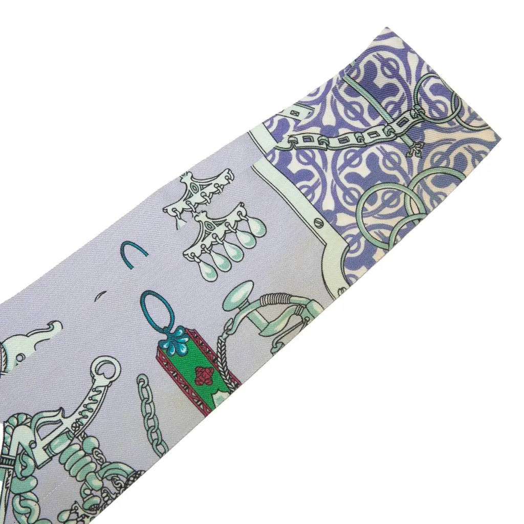 Hermès Mors et Gourmettes Remix Silk Twilly Scarf Purple Very good - Box View
